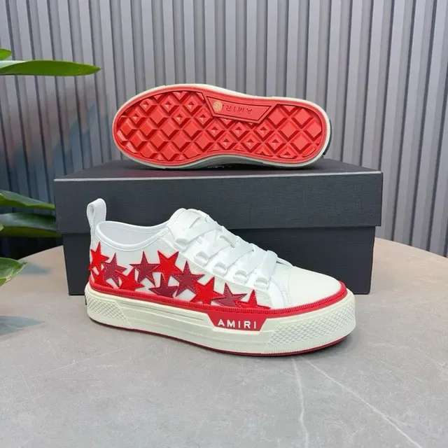Amiri সাদা লাল Low-Top Platform Sole Lifestyle Sneakers 6