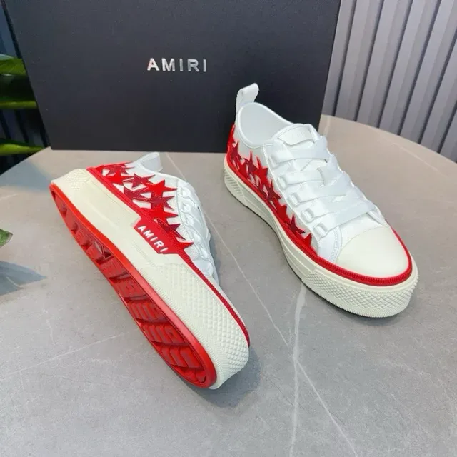 Amiri সাদা লাল Low-Top Platform Sole Lifestyle Sneakers 7