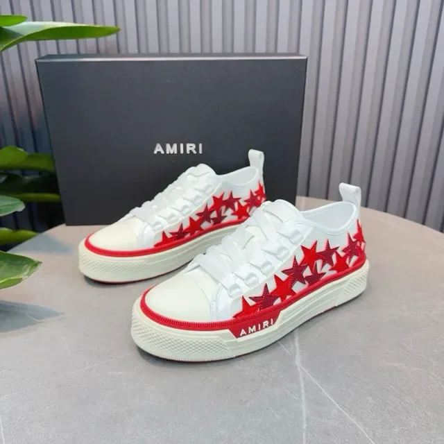Amiri সাদা লাল Low-Top Platform Sole Lifestyle Sneakers 8