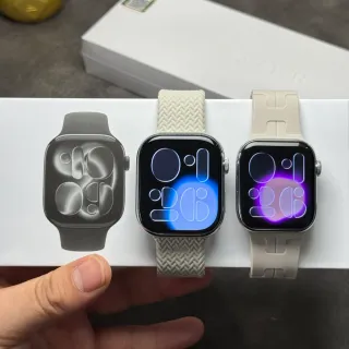 Apple Watch Beige Blue Rectangular Case Digital Crown Control Sports Watch