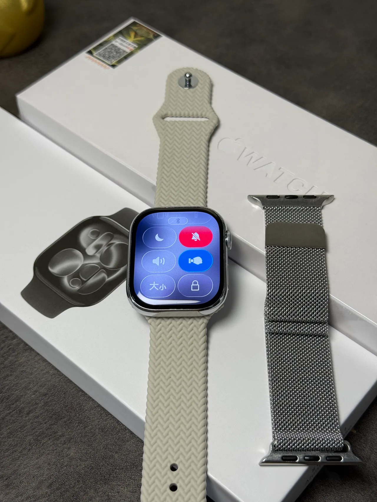 Apple Watch Beige Blue Rectangular Case Digital Crown Control Sports Watch 2