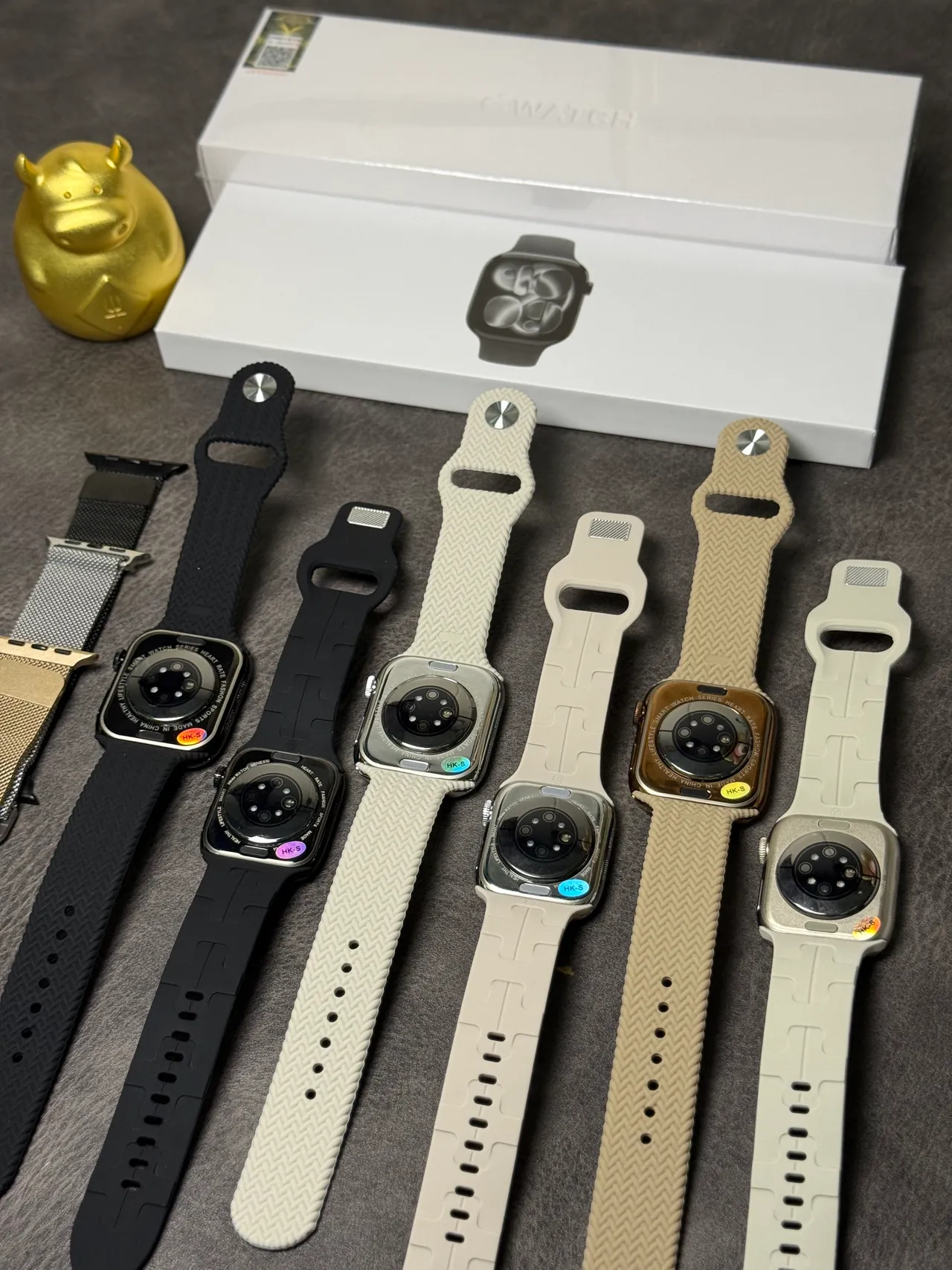 Apple Watch Beige Blue Rectangular Case Digital Crown Control Sports Watch 3