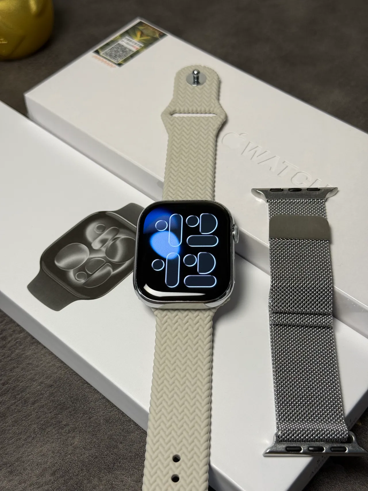 Apple Watch Beige Blue Rectangular Case Digital Crown Control Sports Watch 6