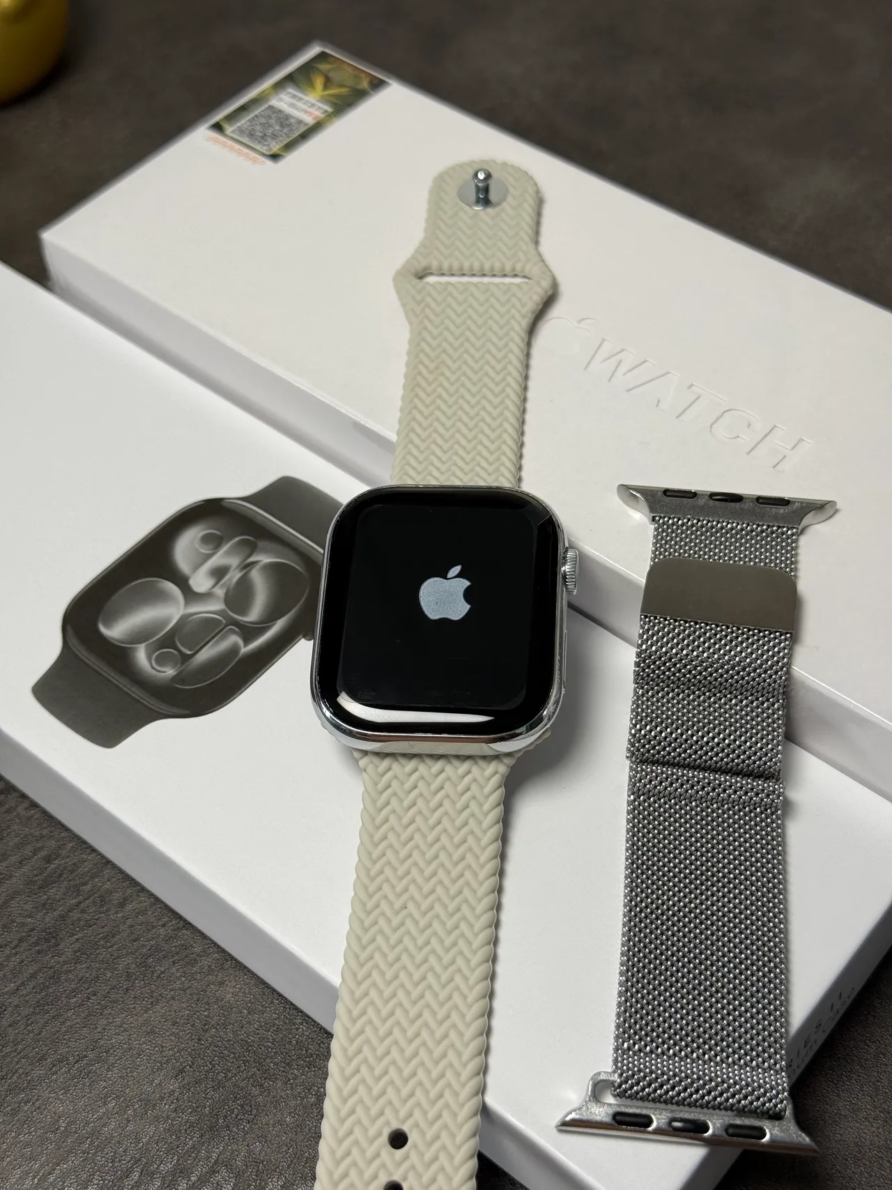 Apple Watch Beige Blue Rectangular Case Digital Crown Control Sports Watch 8