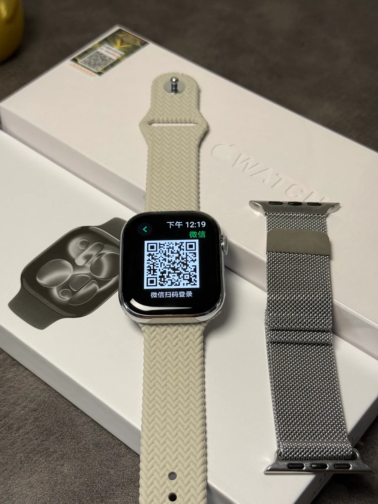 Apple Watch Beige Blue Rectangular Case Digital Crown Control Sports Watch 10