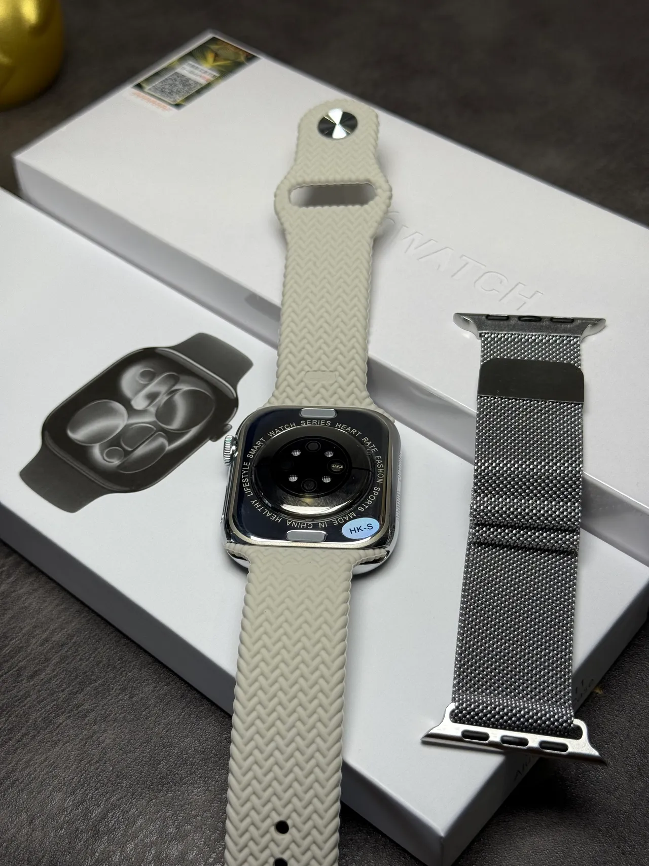 Apple Watch Beige Blue Rectangular Case Digital Crown Control Sports Watch 13