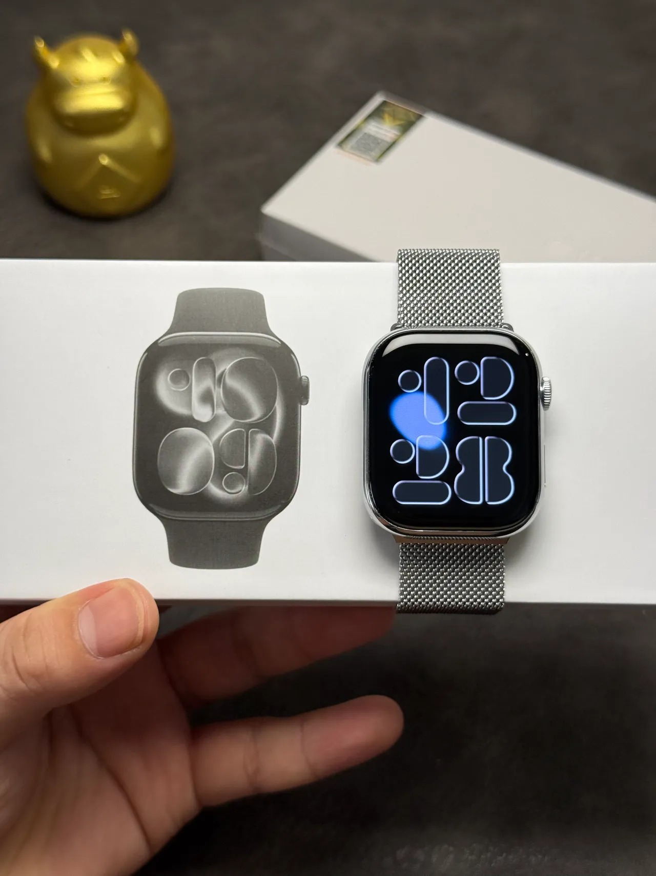 Apple Watch Beige Blue Rectangular Case Digital Crown Control Sports Watch 16
