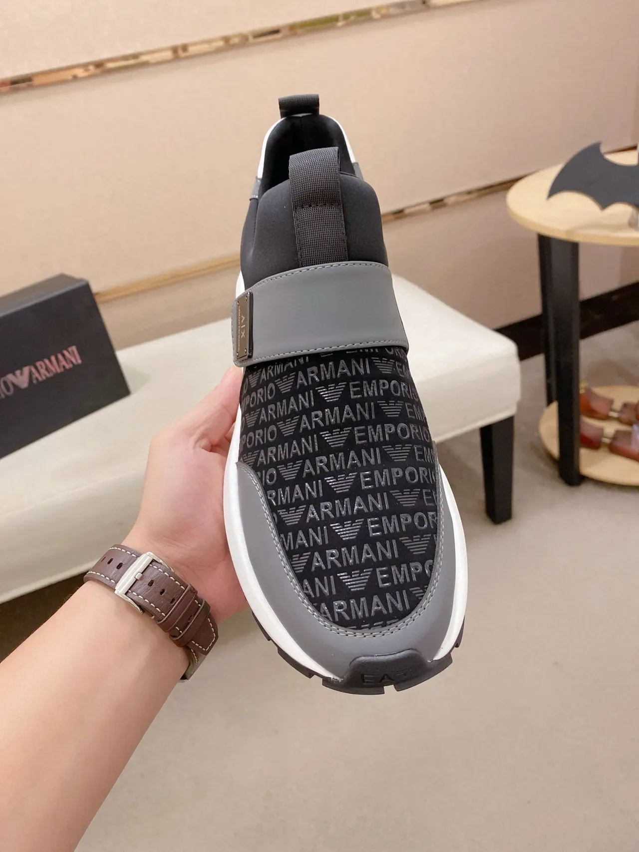 Armani Exchange sneakers lifestyle slip-on à impression de logo 2