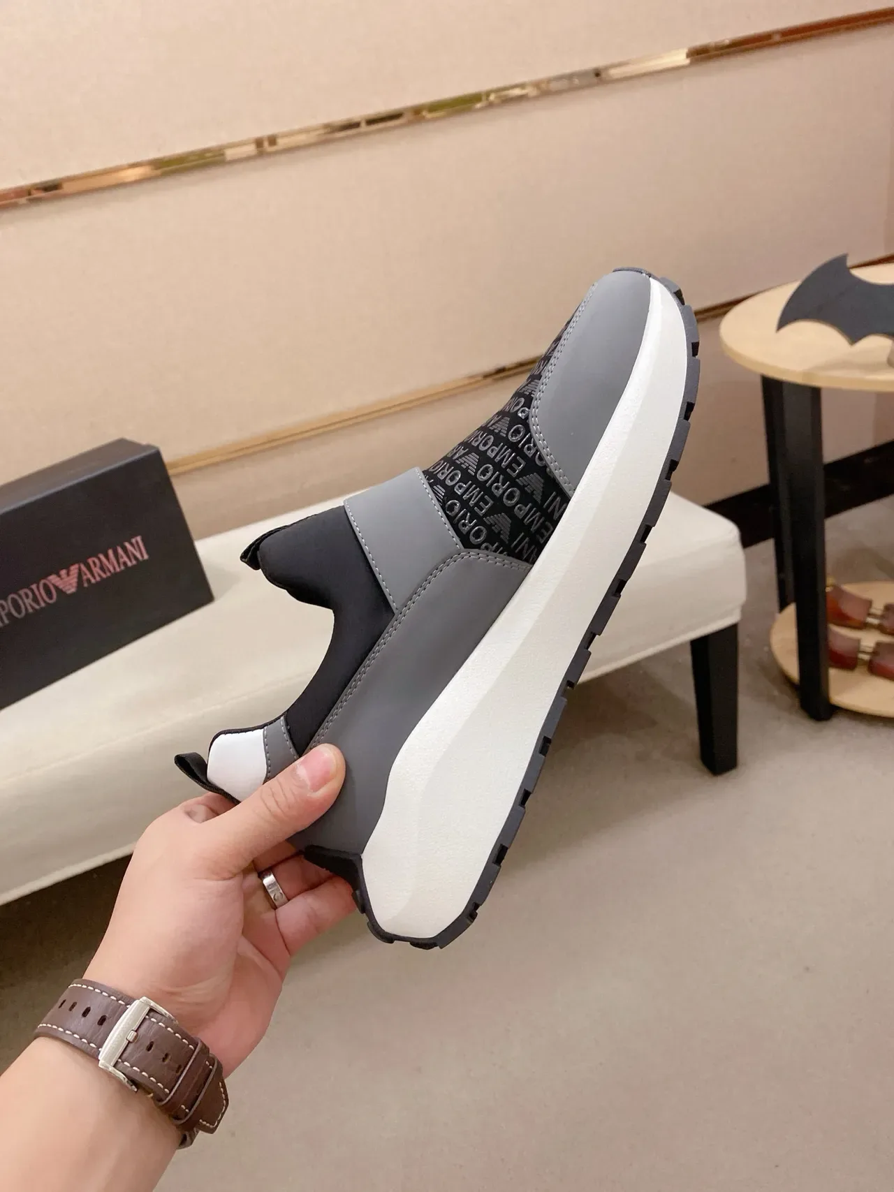Armani Exchange sneakers lifestyle slip-on à impression de logo 5