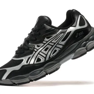 ASICS Black Silver Mesh And Synthetic Upper Metallic Tiger Stripe Running Shoes