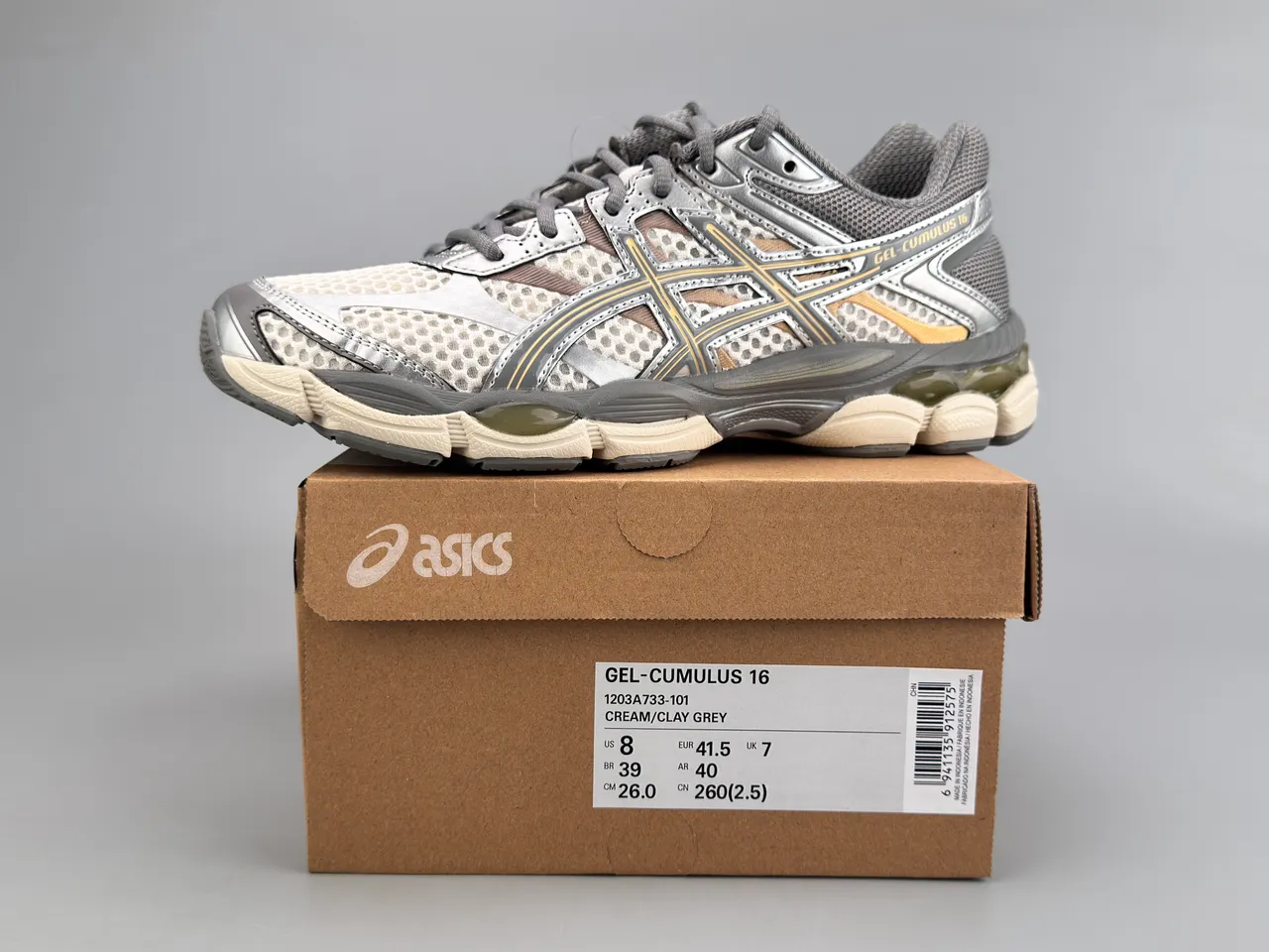ASICS Gel-Cumulus 16 gris blanc argent or chaussures de course 2