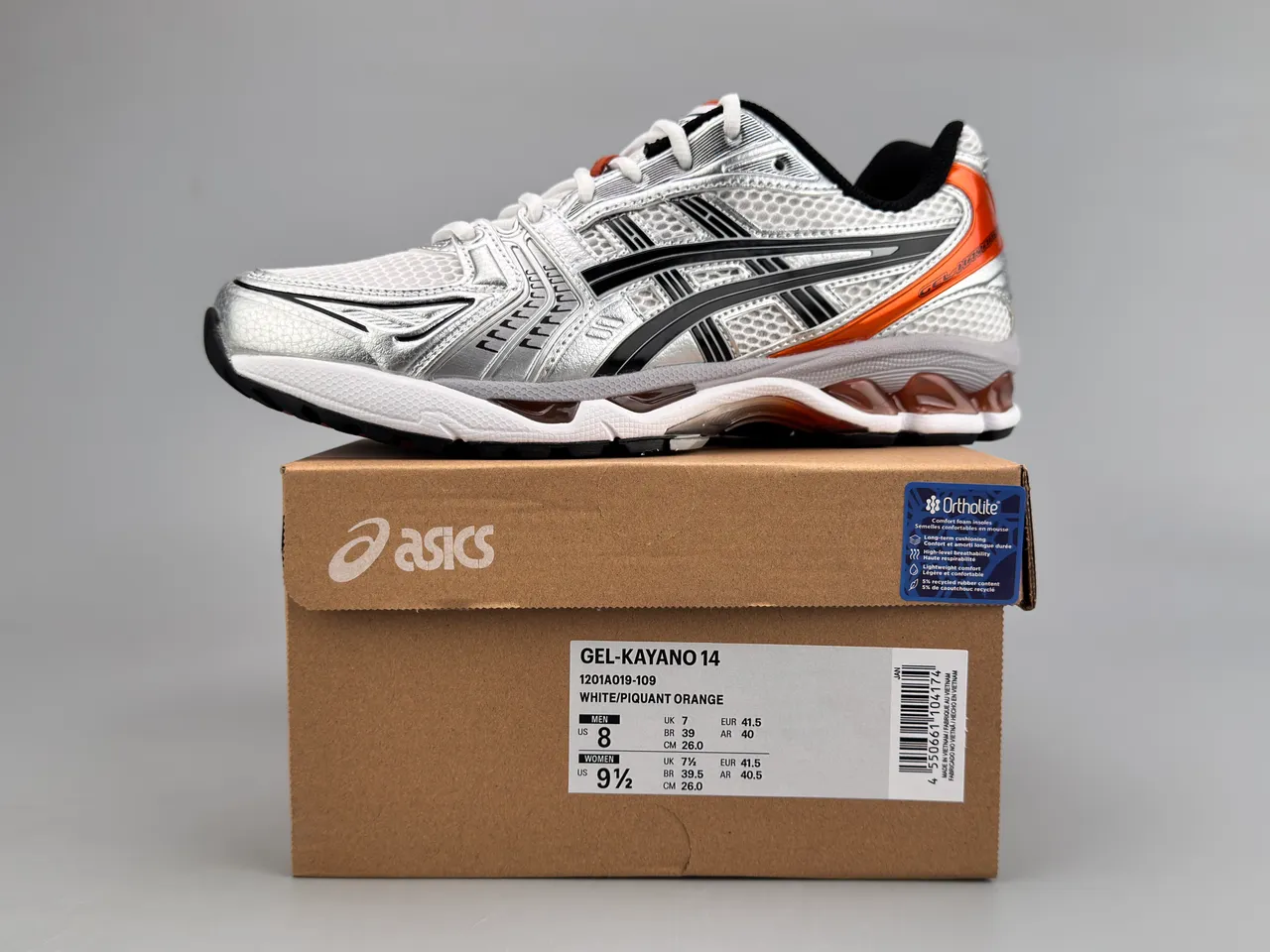 ASICS Gel-Kayano أحذية جري فضية سوداء برتقالية 4