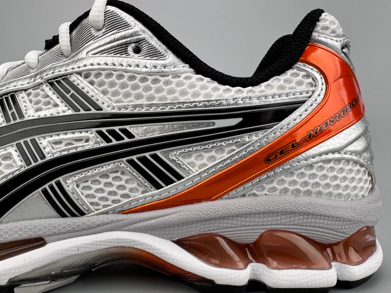 ASICS Gel-Kayano أحذية جري فضية سوداء برتقالية 5