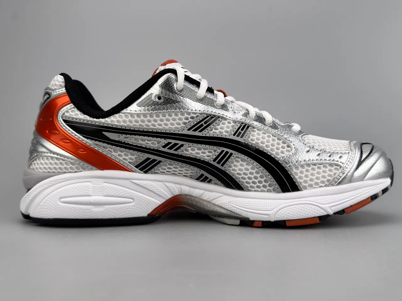 ASICS Gel-Kayano أحذية جري فضية سوداء برتقالية 10