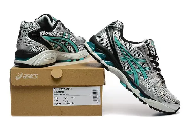 ASICS Gel-Kayano Silver Black Teal Running Shoes 6