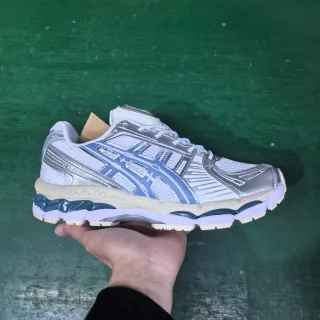 ASICS Gel-Kayano White Silver Blue Running Shoes