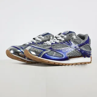 ASICS Silver Blue Metallic Chrome Toe Cap Royal Synthetic Overlays Running Shoes