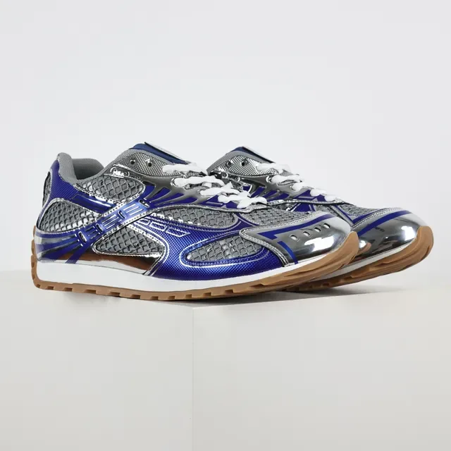 ASICS Chaussures de course Bleu Argent Capuche Métallique Crome Royal Couches Synthétiques 3