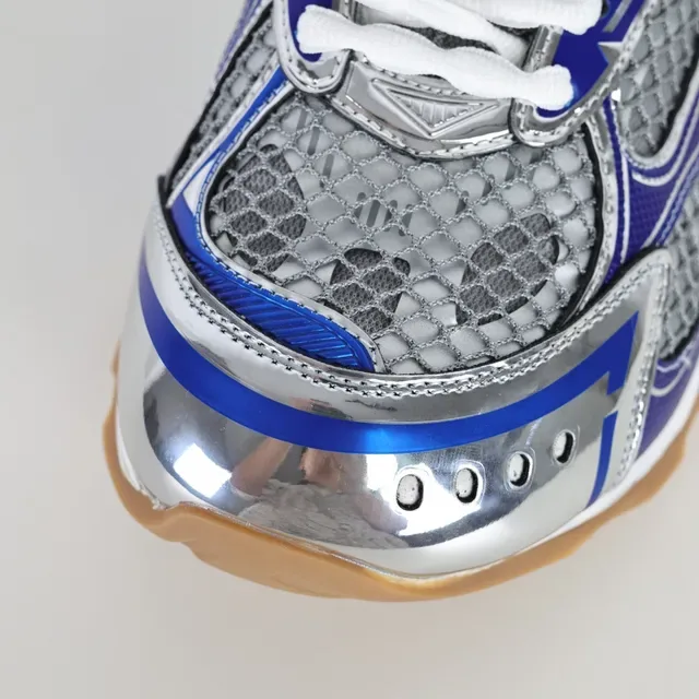 ASICS Chaussures de course Bleu Argent Capuche Métallique Crome Royal Couches Synthétiques 5