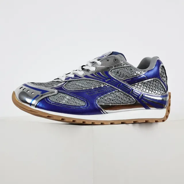 ASICS Chaussures de course Bleu Argent Capuche Métallique Crome Royal Couches Synthétiques 9