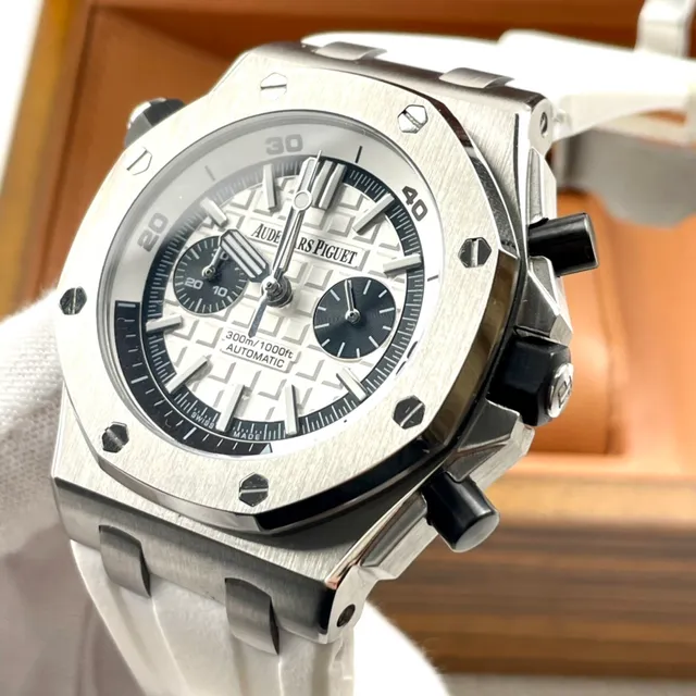 Audemars Piguet Royal Oak Offshore Chronograph White Dial White Rubber Strap Mechanical Watch 5