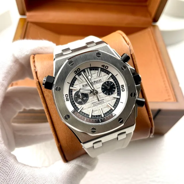 Audemars Piguet Royal Oak Offshore Chronograph White Dial White Rubber Strap Mechanical Watch 8