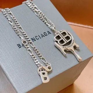 Balenciaga B Pendant Necklace Silver-Tone Chain Necklaces
