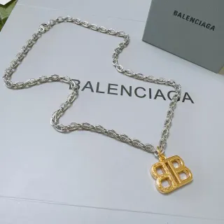 Balenciaga BB قلادة فضة/ذهب سلسلة رابط كثيف تعليقة مونوغرام