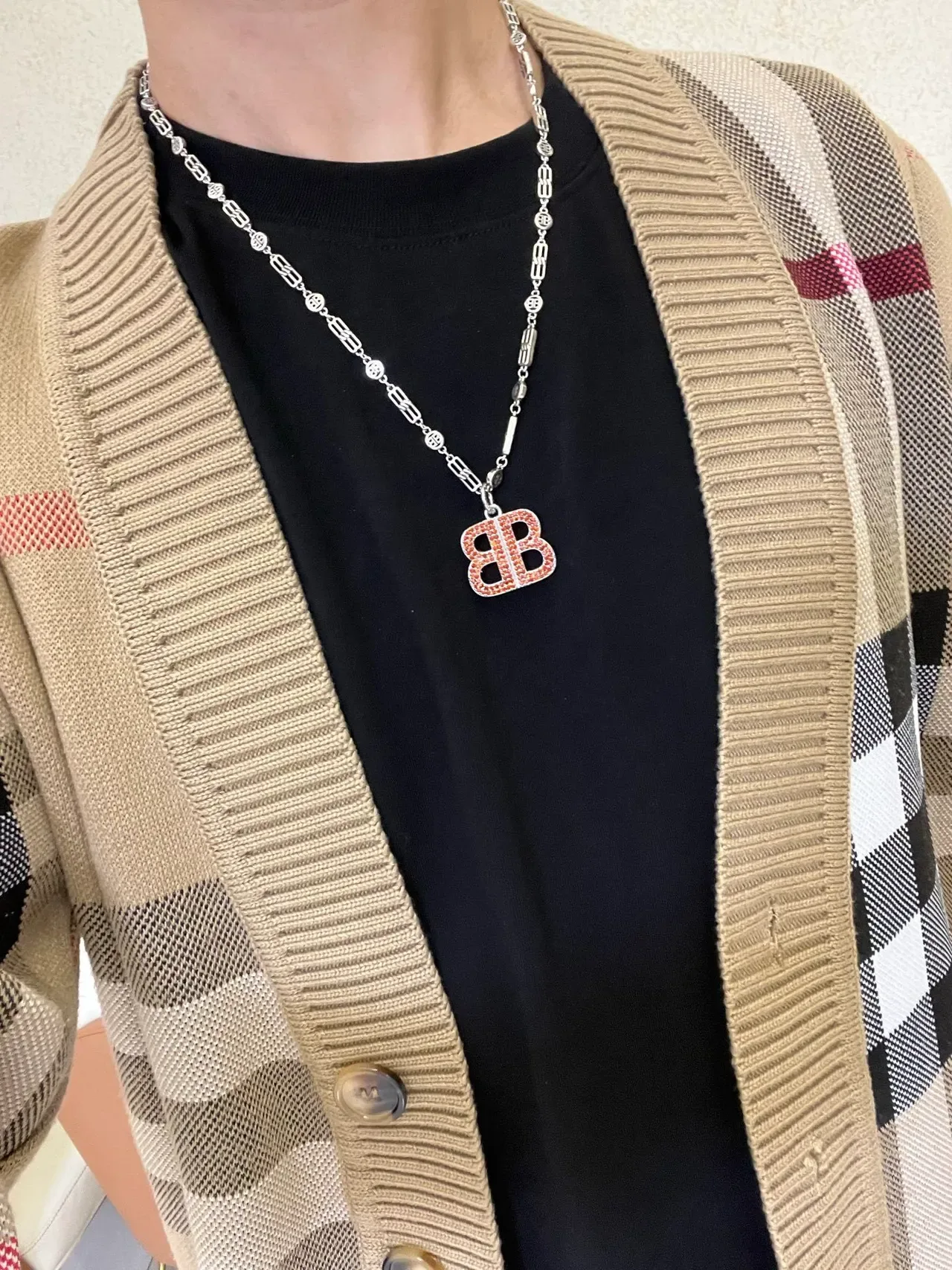 Balenciaga BB Pavé Crystal Double-B قلادة 3