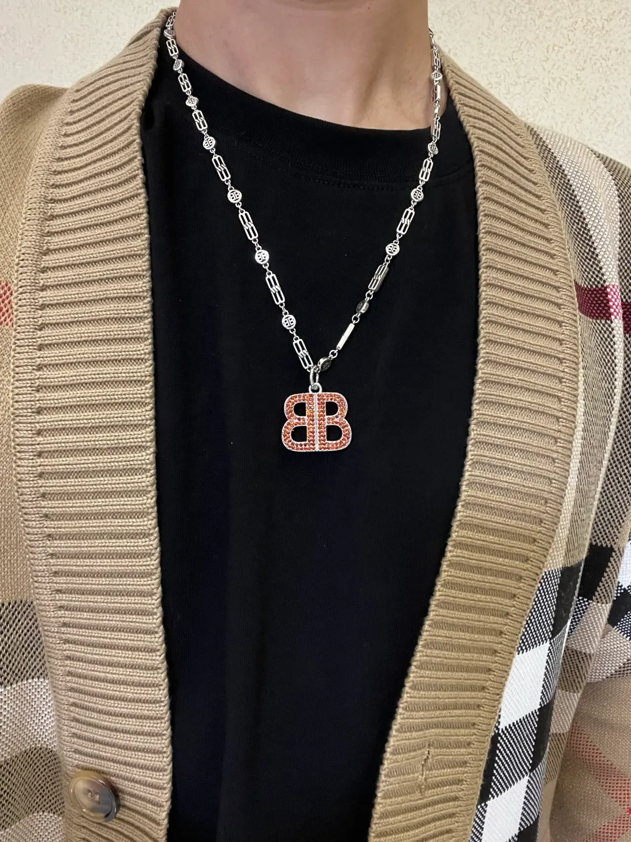 Balenciaga BB Pavé Crystal Double-B قلادة 6