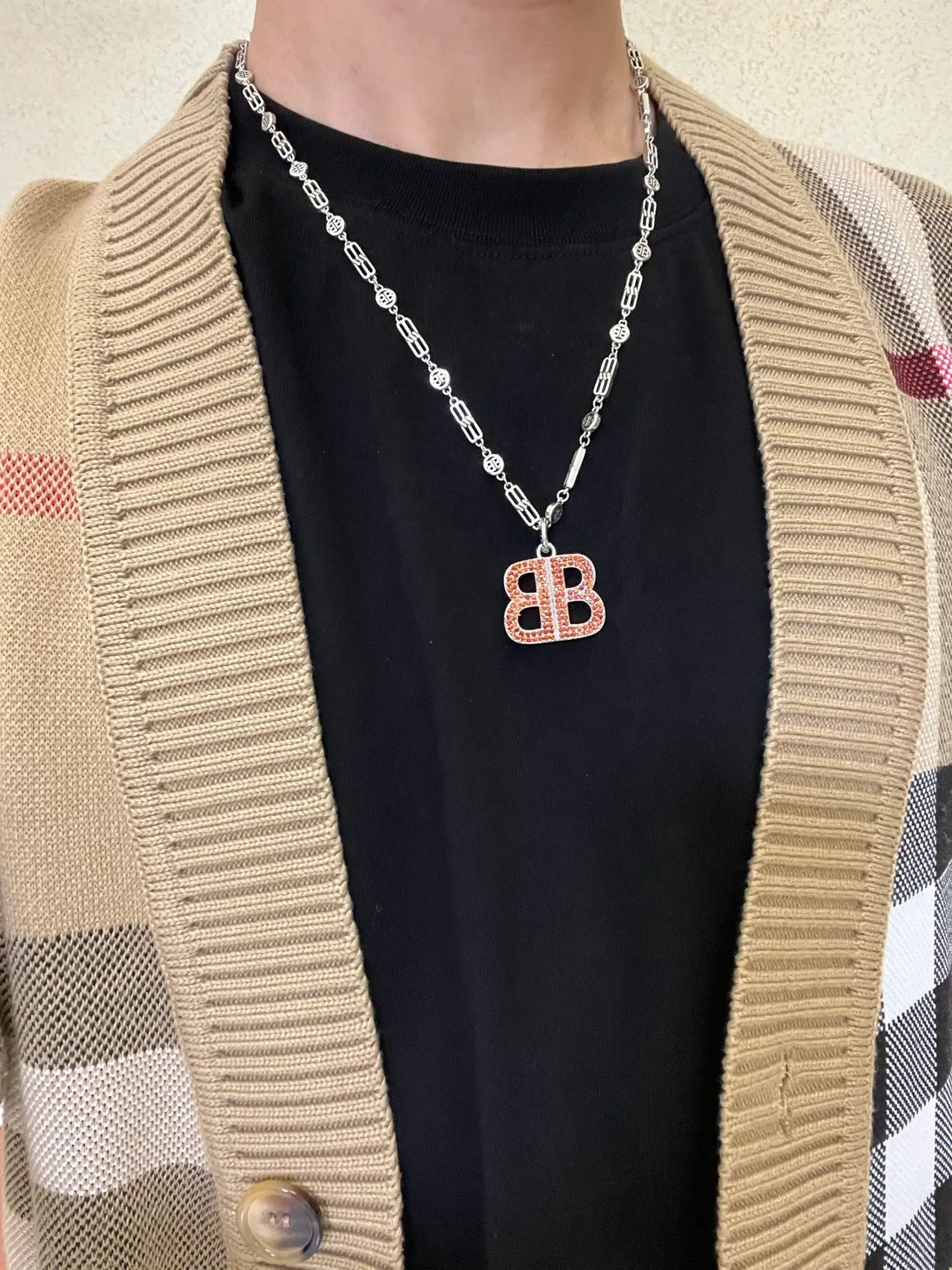 Balenciaga BB Pavé Crystal Double-B قلادة 8