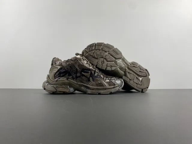 Balenciaga Tênis Chunky Desconstruídos Pintados Com Graffiti Bege Preto 12