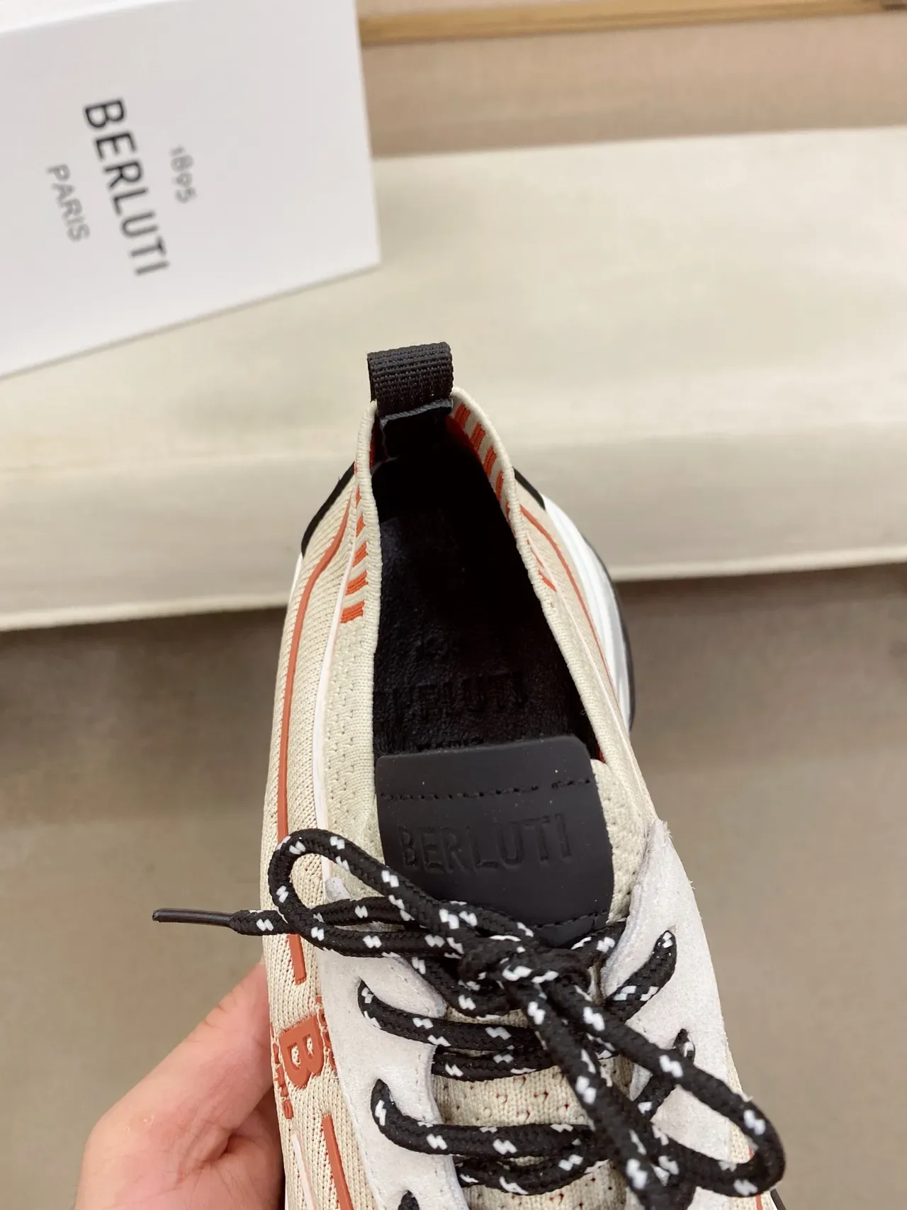 Balenciaga Beige Orange Knit Upper Sculpted Chunky Sole Lifestyle Sneakers 2