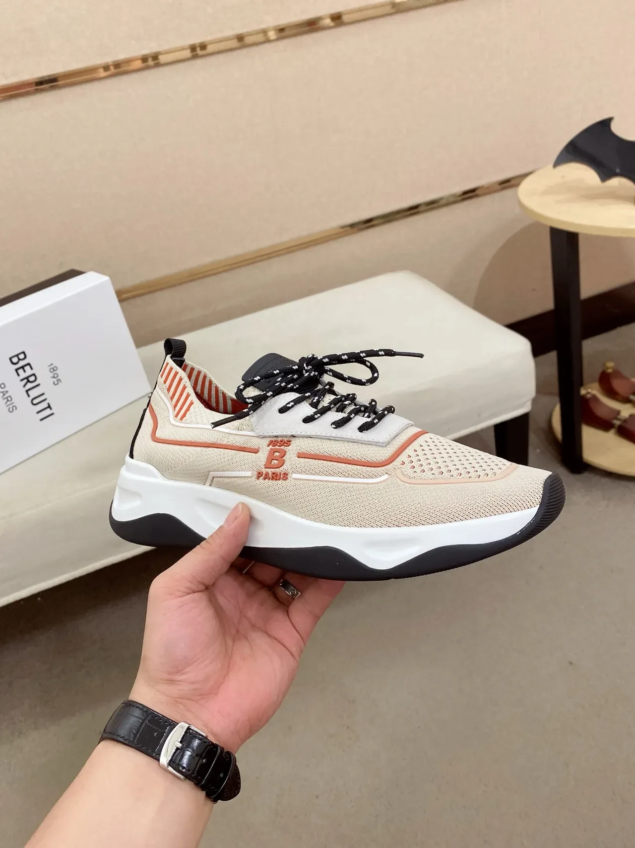 Balenciaga Beige Orange Knit Upper Sculpted Chunky Sole Lifestyle Sneakers 4