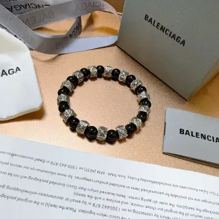 Balenciaga سوار خرز أسود وفضي التدرج