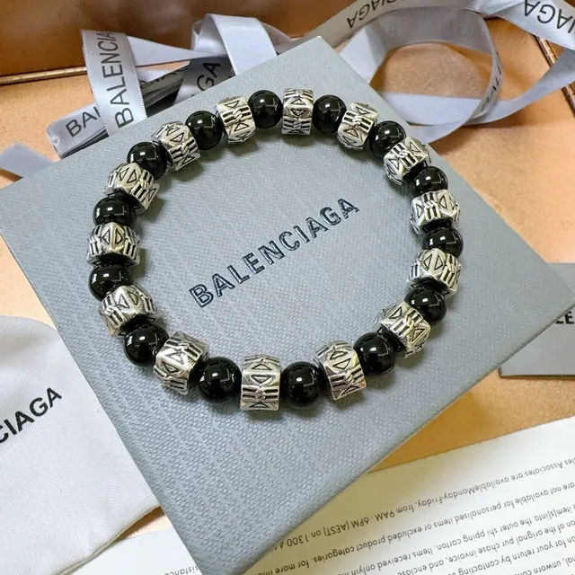 Balenciaga Pulseira de contas preta e prata 3