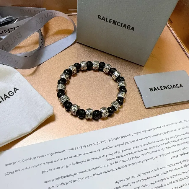 Balenciaga Pulseira de contas preta e prata 4