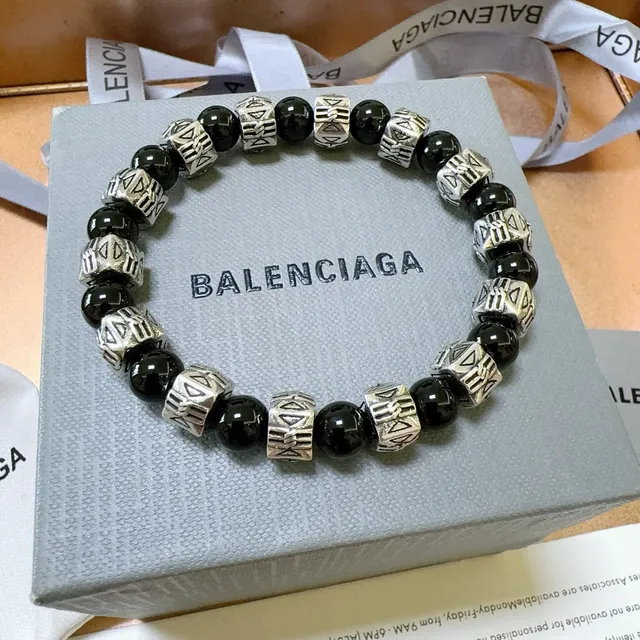 Balenciaga Pulseira de contas preta e prata 7
