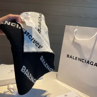 Balenciaga 黑色灰色 Logo-Intarsia 针织 双色 可逆围巾