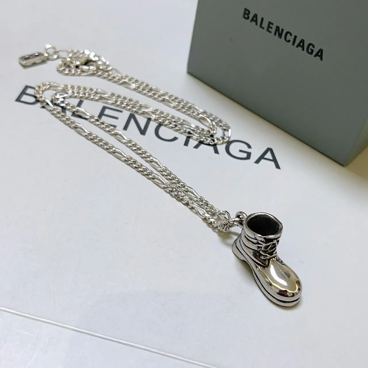 Balenciaga Boot Pendant Silver Chain Necklace 4