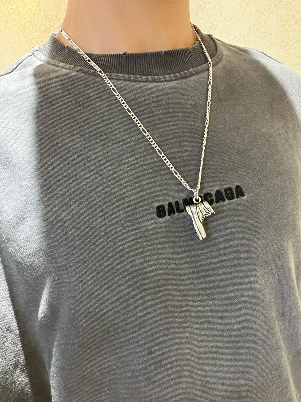 Balenciaga Boot Pendant Silver Chain Necklace 5