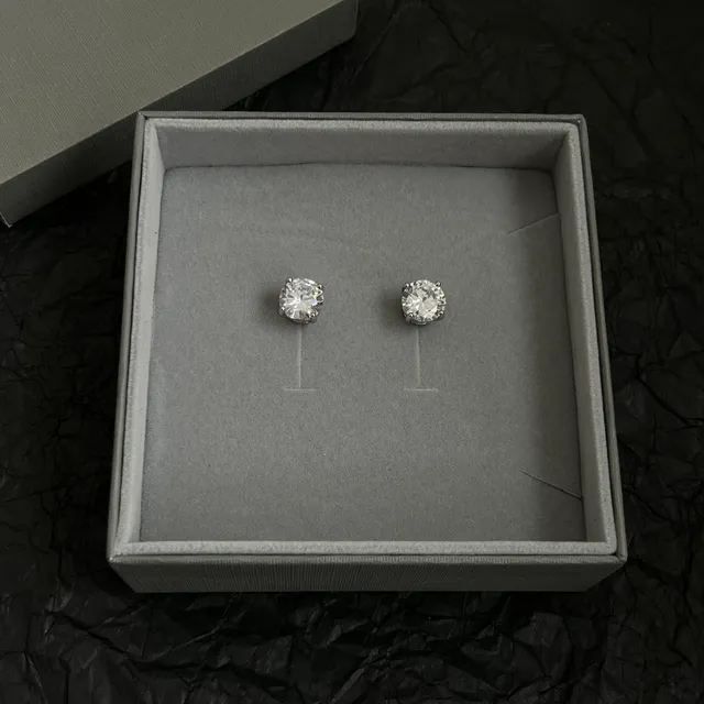 Balenciaga Crystal-Set Silver-Tone Stud Earrings 3