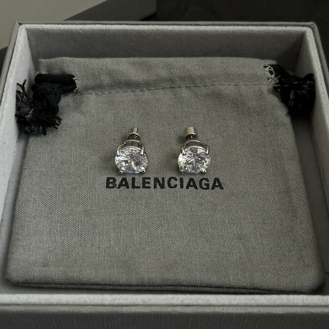 Balenciaga Crystal-Set Silver-Tone Stud Earrings 4