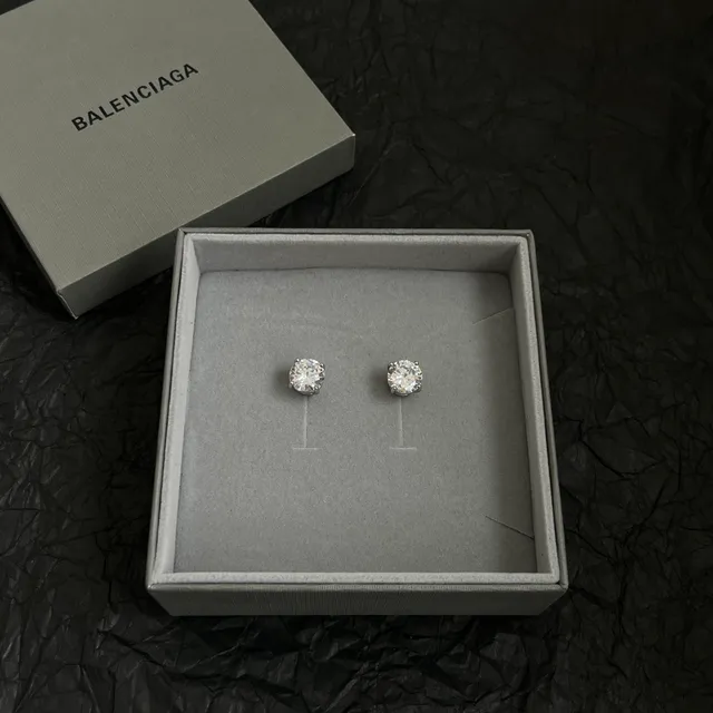 Balenciaga Crystal-Set Silver-Tone Stud Earrings 5