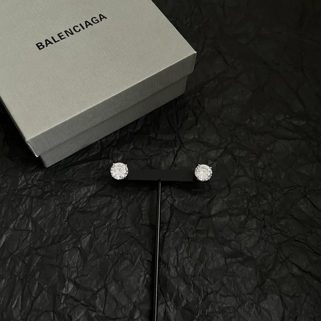 Balenciaga Crystal-Set Silver-Tone Stud Earrings 6