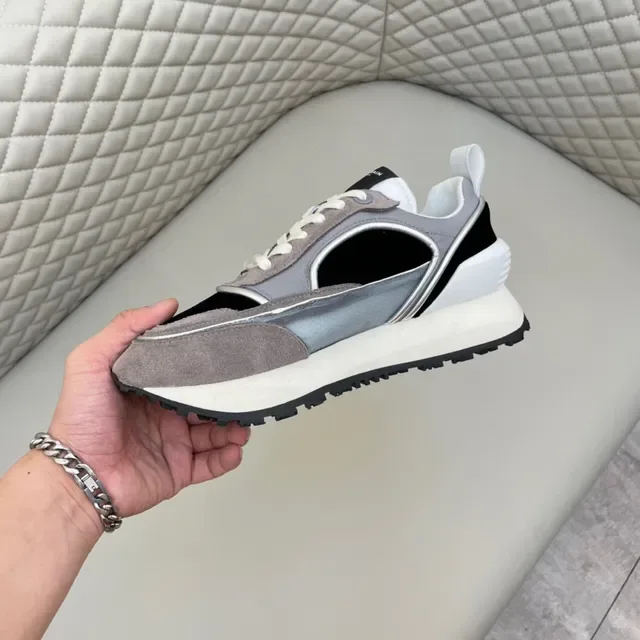 Balenciaga Cinza Bege Assimétrico Recorte Lateral Painel Camadas Camurça e Malha Superior Tênis Chunky 4
