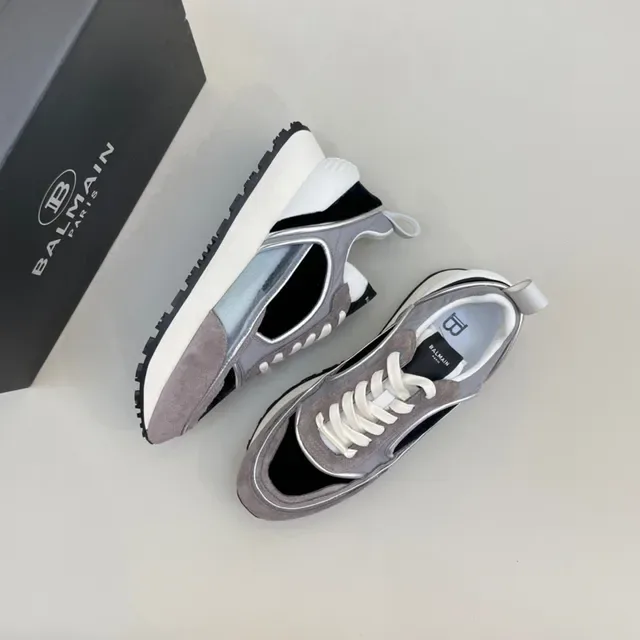 Balenciaga Cinza Bege Assimétrico Recorte Lateral Painel Camadas Camurça e Malha Superior Tênis Chunky 7