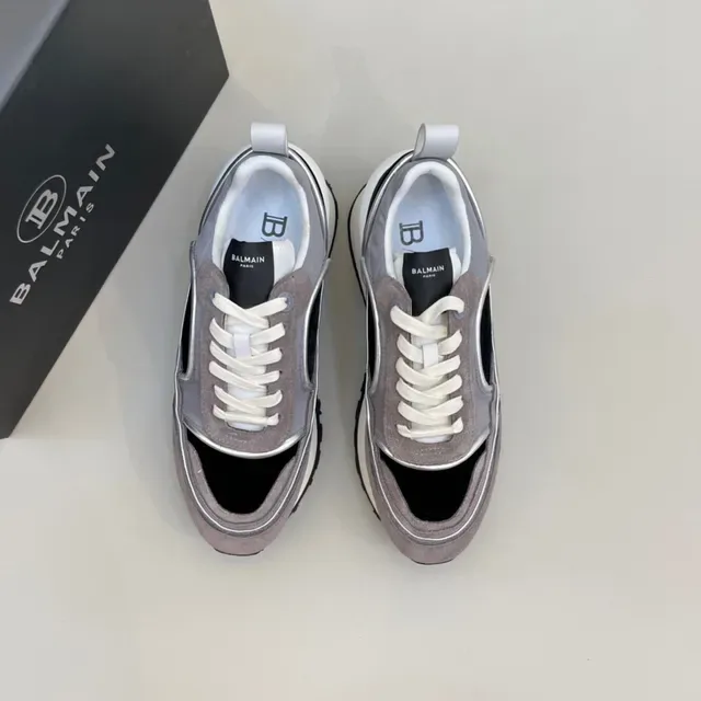 Balenciaga Cinza Bege Assimétrico Recorte Lateral Painel Camadas Camurça e Malha Superior Tênis Chunky 8