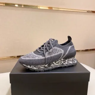 بالنسياغا رمادي أبيض Knit Upper Sock-Fit Collar Chunky Sneakers