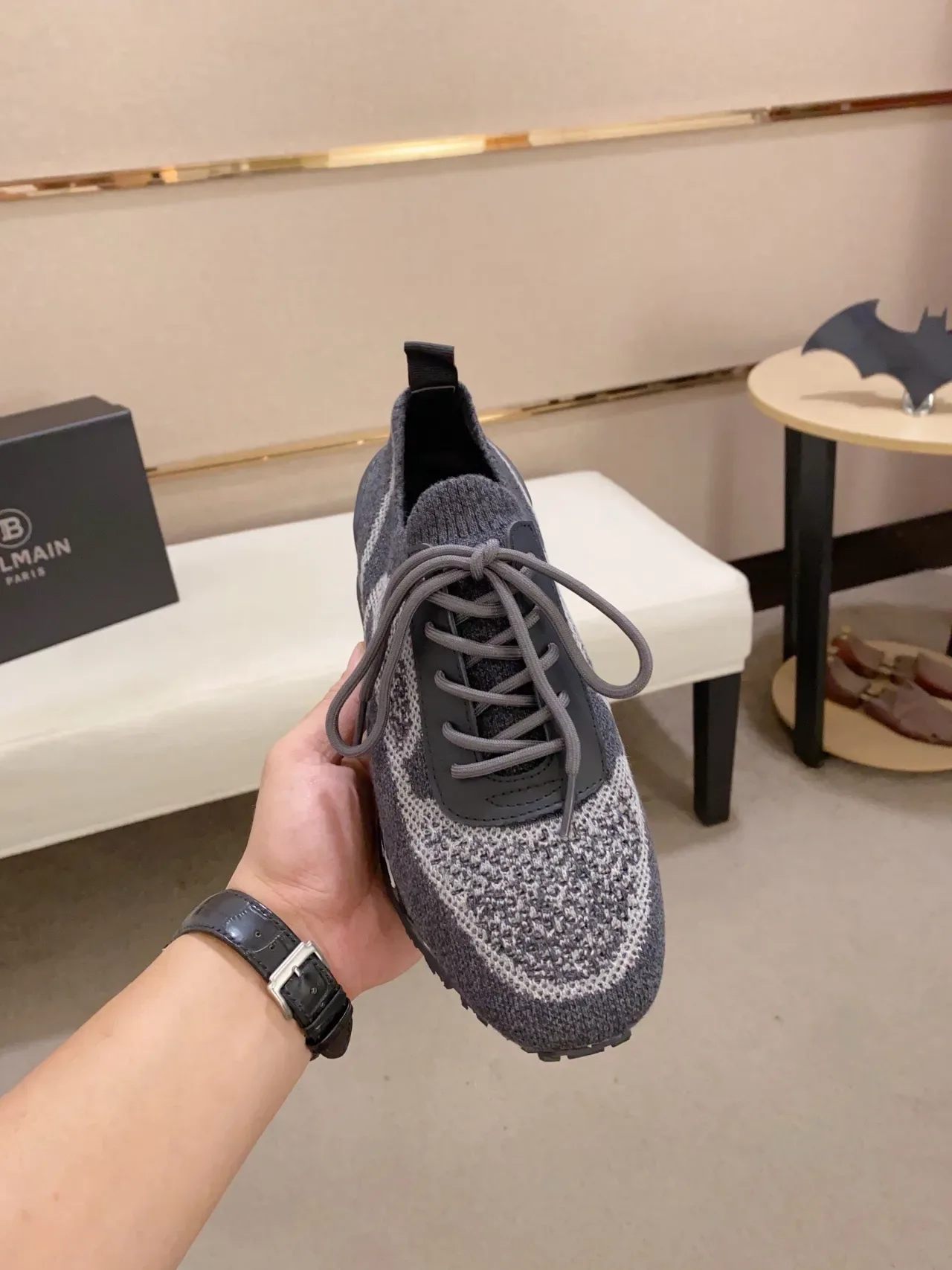 Balenciaga Gris Blanc Knit Upper Sock-Fit Collar Chunky Sneakers 5
